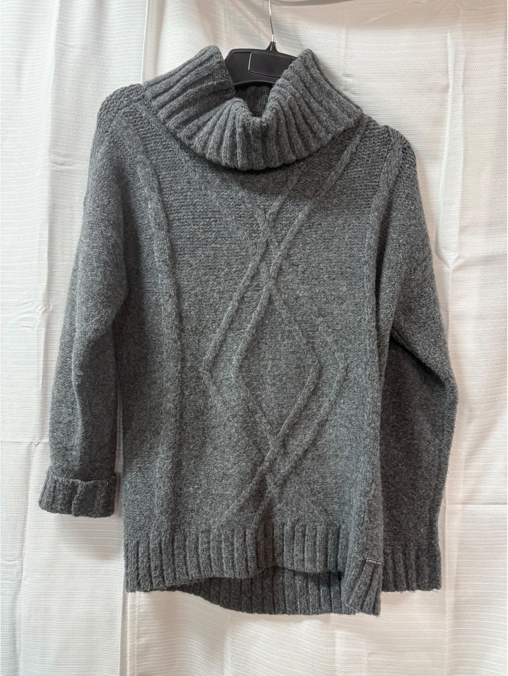Michael Kors Gray Cable Knit Turtleneck Sweater Medium